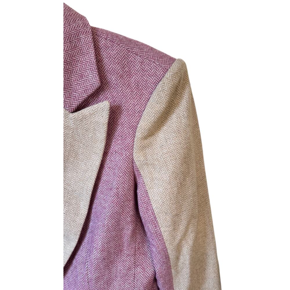 CINQ A SEPT Lana Blazer in Canyon Rose & Light Acorn Wool Blend Herringbone Sz 2 - Picture 8 of 14